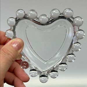 Vintage 1950’s JW Hughes Imperial Glass Candlewick crystal heart shaped nut dish